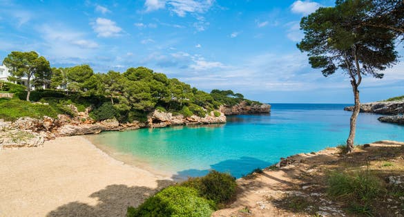 Photo of Cala Dor beautiful beach at Cala d'Or city, Palma Mallorca Island, Spain.