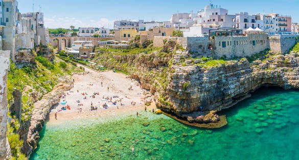 Scenic sight in Polignano a Mare, Bari Province, Apulia (Puglia), southern Italy.