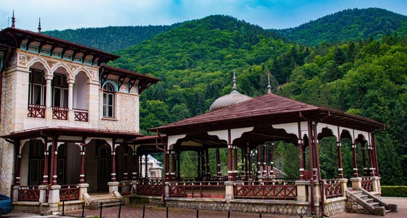 photo of view of Old Castle Casino from Slanic Moldova, Bacau County,Romania.