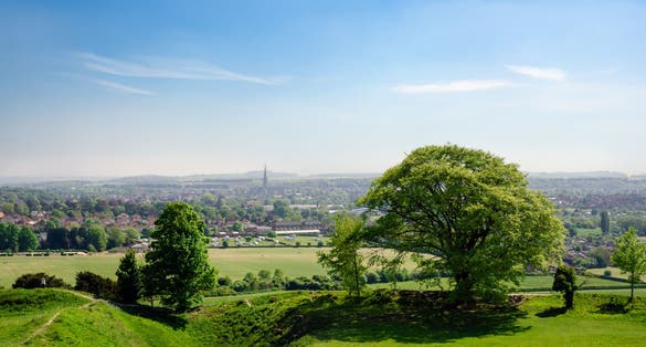 Photo of view Of Salisbury From Old Sarum In Spring Season, Salisbury, England.