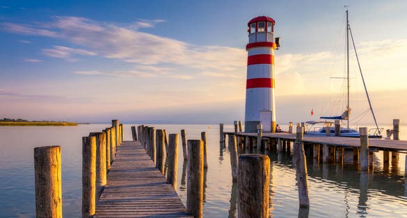 Photo of lighthouse at Lake Neusiedl, Podersdorf am See, Burgenland, Austria.