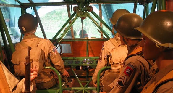 Cockpit of the Waco glider at the Airborne Museum.
