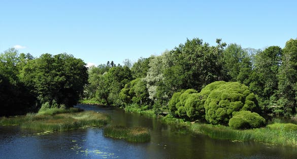 photo of Boulognerskogen in Gävle sweden. One of the country's largest city parks you can stroll around, have picnic in the green, take a dip in the river or watch the outdoor.