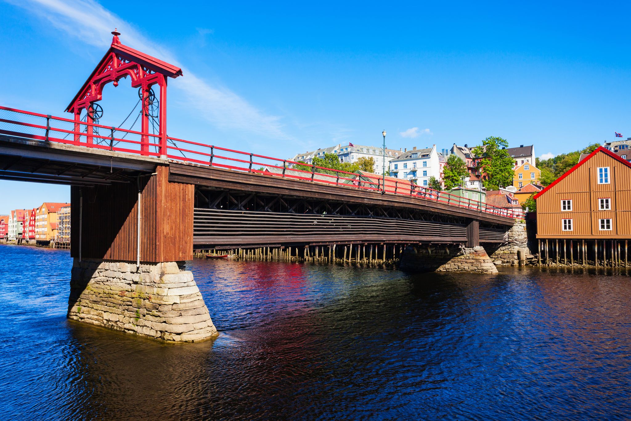 Photo of Old Town Bridge or Gamle Bybro is a bridge crosses Nidelva River in Trondheim, Norway.