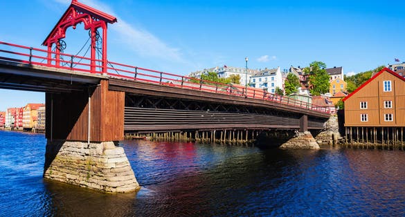 Photo of Old Town Bridge or Gamle Bybro is a bridge crosses Nidelva River in Trondheim, Norway.