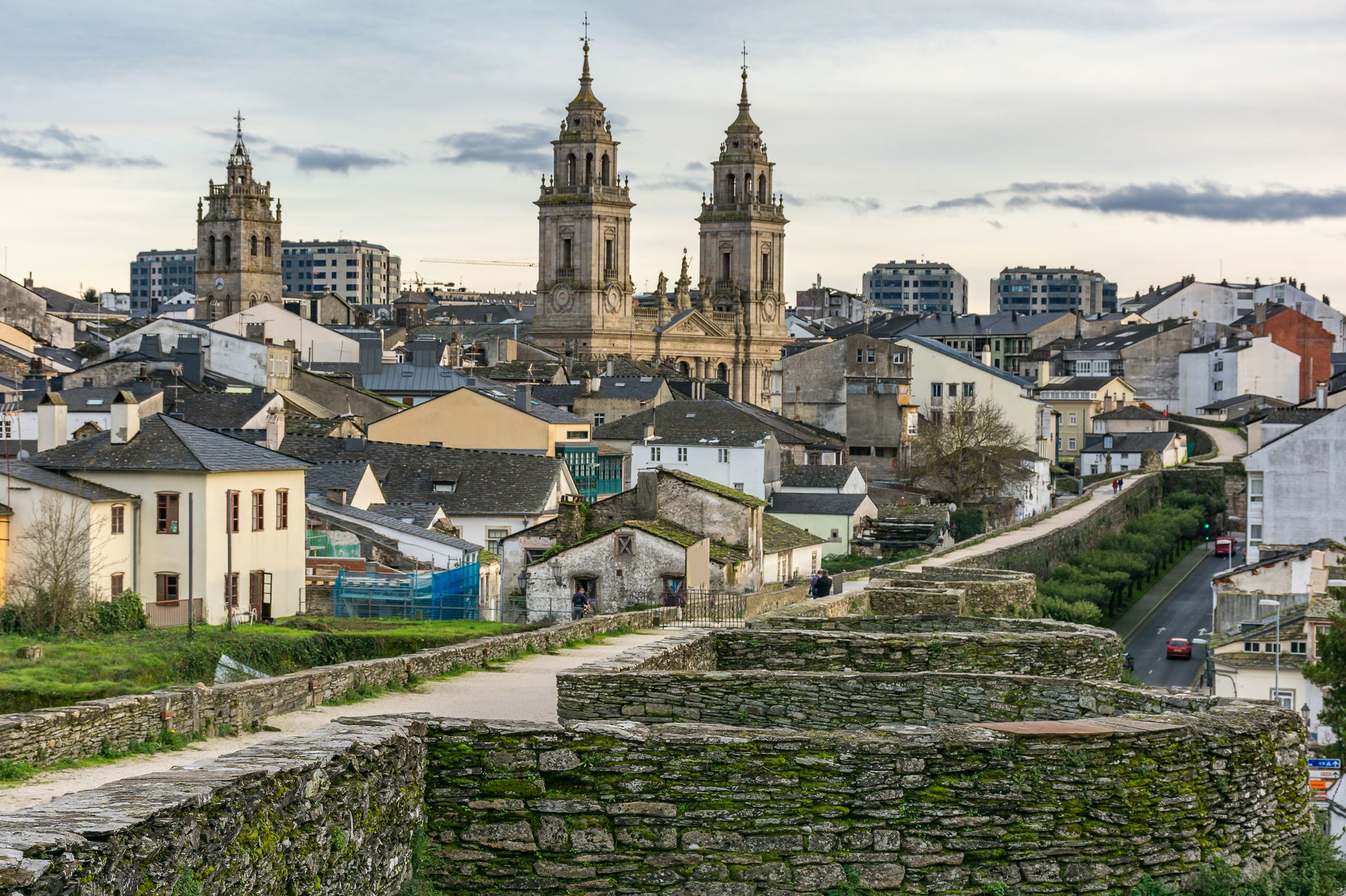 Photo of Facade of Santiago de Compostela cathedral in Obradoiro square, Spain.