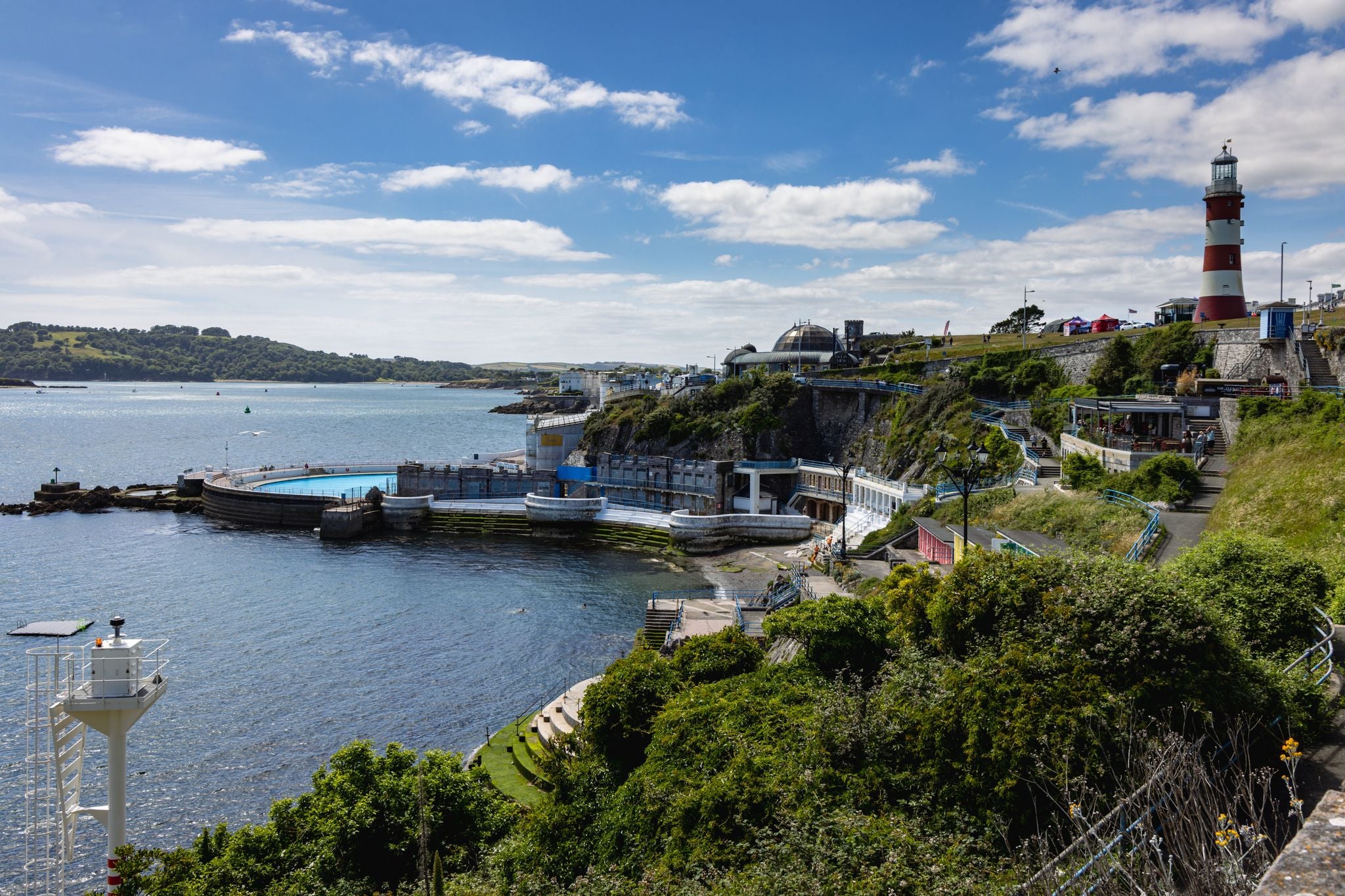 photo of view of Coastal view out to Plymouth Sound from Plymouth Hoe in Devon, England, UK