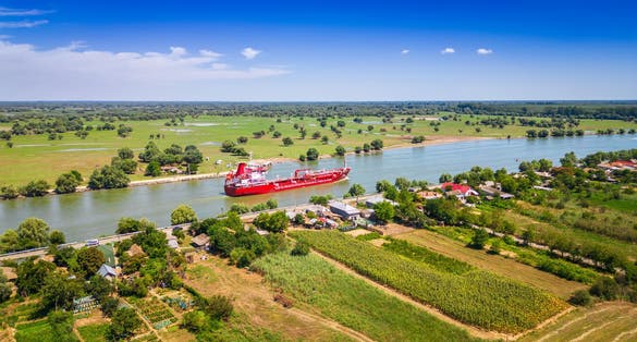 Photo of aerial view of Tulcea, Romania.