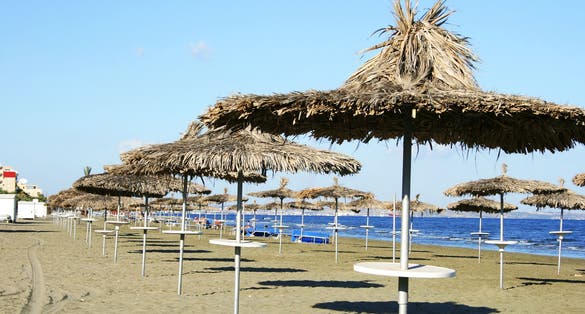 Photo of Mediterranean beautiful beach in Larnaca, Cyprus.
