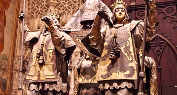 Photo of The tomb of Christopher Columbus in the Cathedral of Saint Mary of the See or Seville Cathedral.