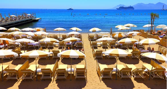 Beautiful beach in Cannes, France.