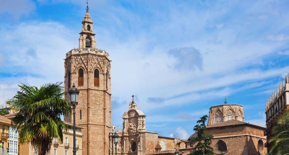 Photo of Valencia - Plaza de la Reina and the Cathedral of Valencia with its Bell Tower Micalet.