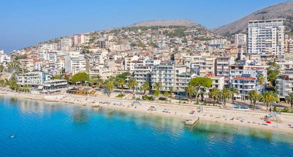 Beach in Sarande or Saranda in Albania, Europe