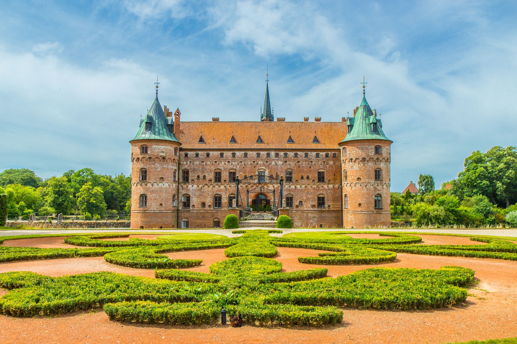 Photo of Egeskov Castle ,Danish: Egeskov Slot, is located near Kværndrup, in the south of the island of Funen (Fyn), Denmark. The castle is Europe's best preserved Renaissance water castle.