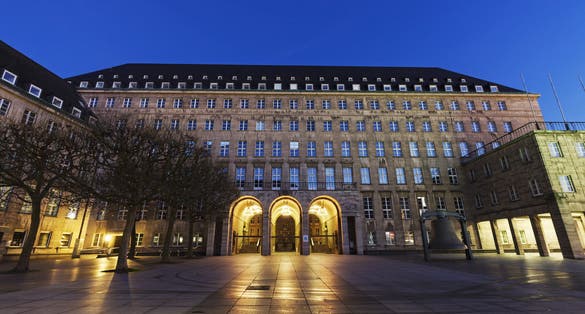 Photo of Bochum Rathaus at night Bochum, Germany.