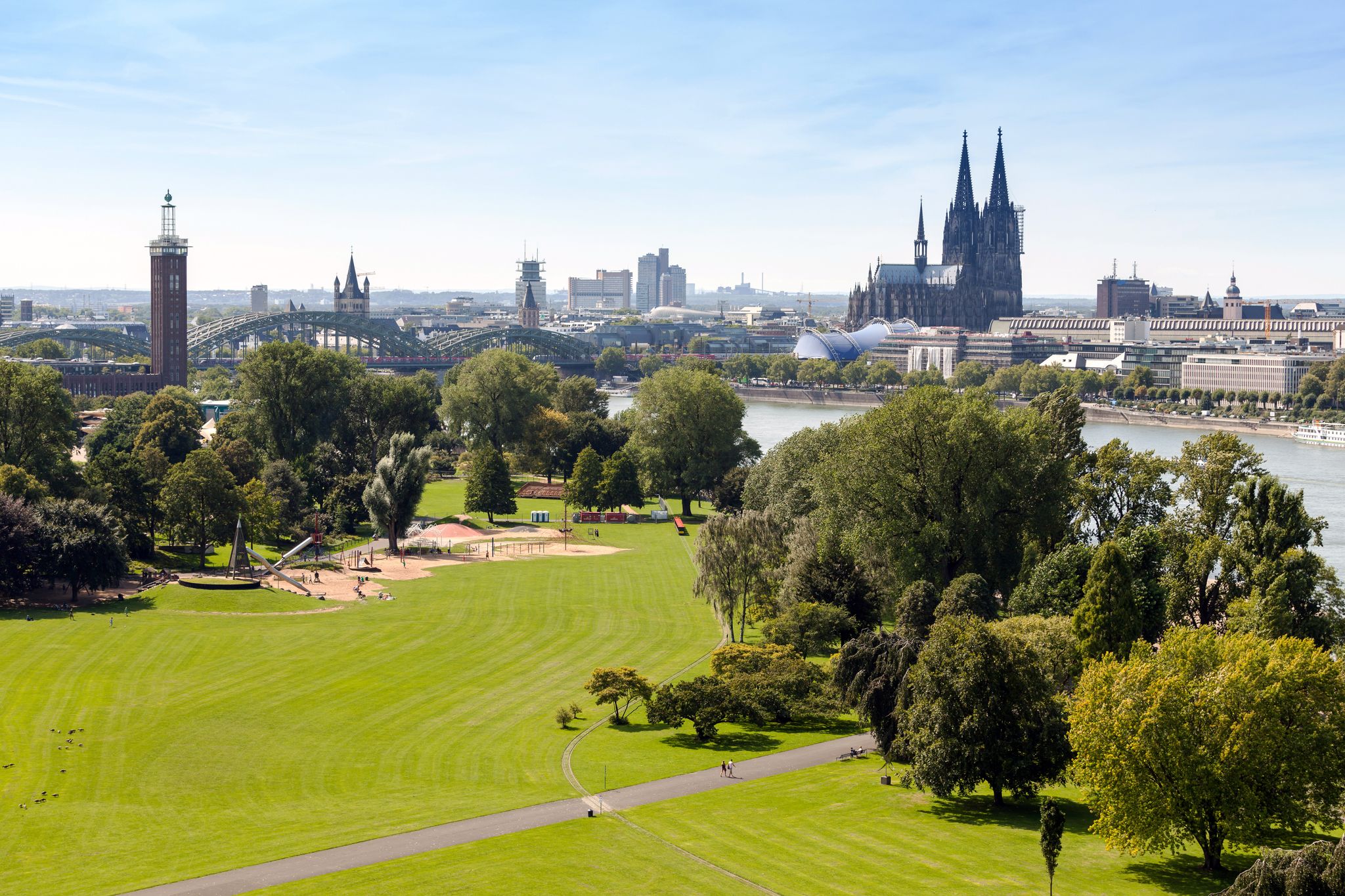 photo of Aerial view on Cologne from Rheinpark, Cologne, Germany,