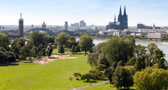 photo of Aerial view on Cologne from Rheinpark, Cologne, Germany,