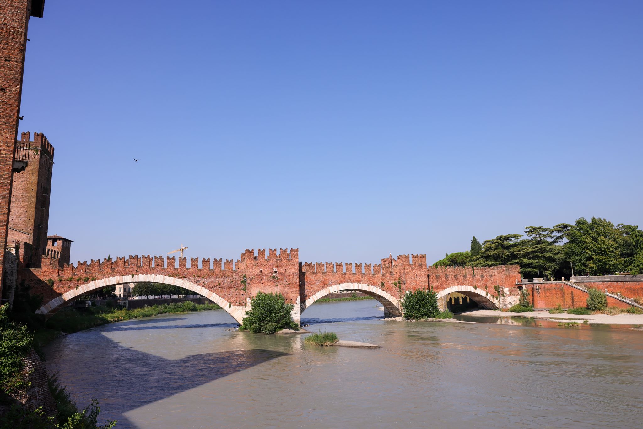 photo of viewThe iconic medieval Ponte scaligero in Verona crossing the Adige river, Verona, Italy.
