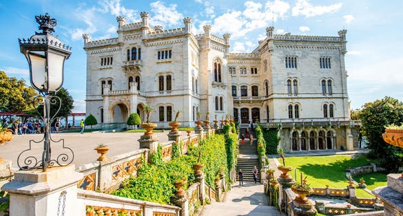 Miramare castle with gardens on the gulf of Trieste on northeastern Italy.