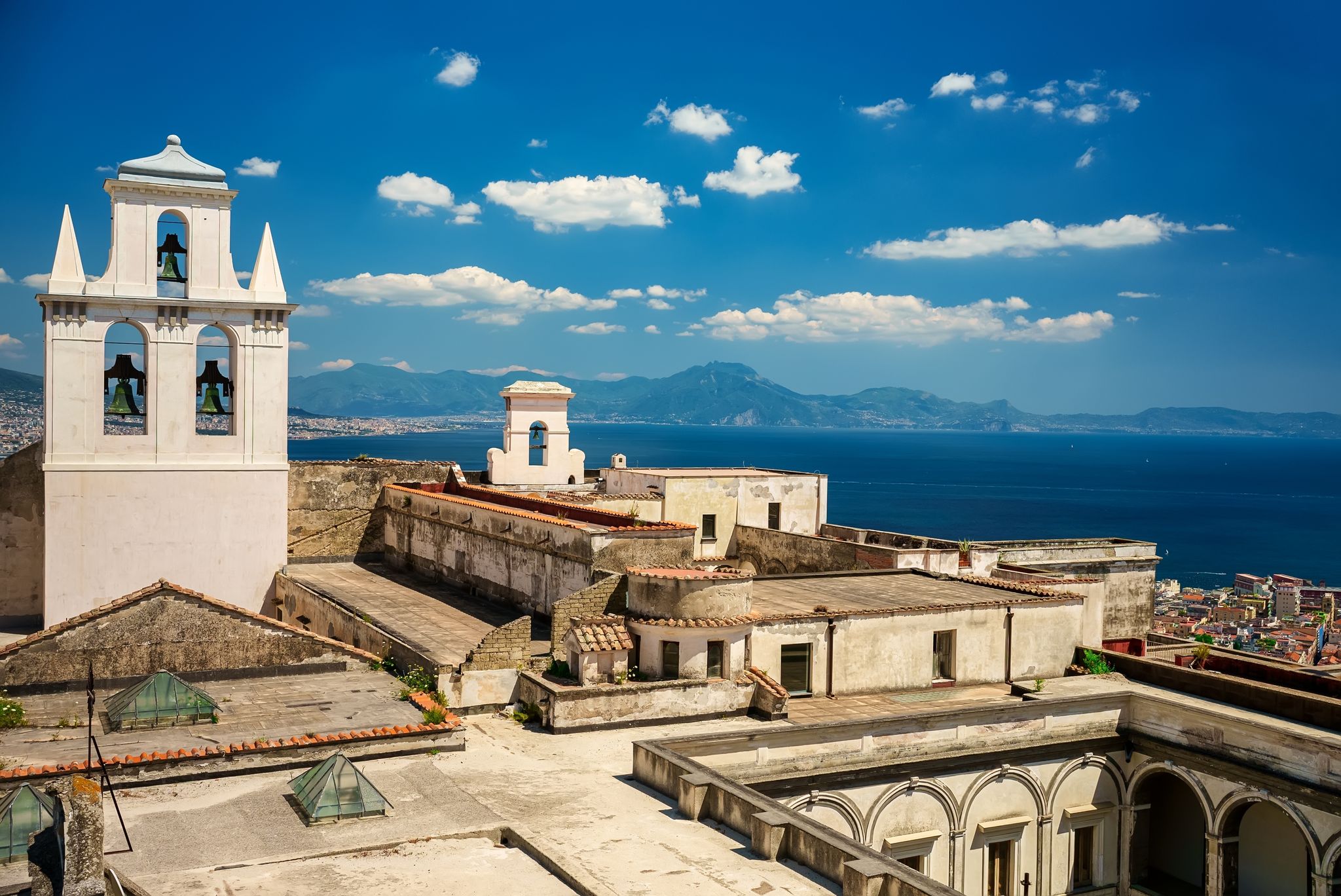 Bell tower in the Castle of Sant'Elmo in Naples, Italy.