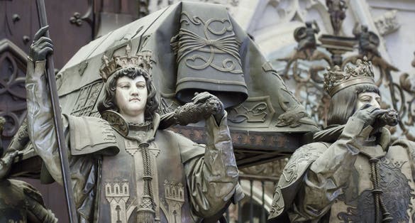 Photo of statue in Christopher Columbus tomb in Seville ,Spain .