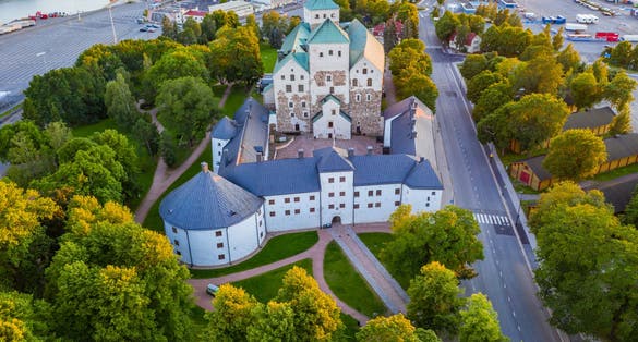 Photo of aerial view of Middle ages fortress Turun linna ,Turku, Finland.