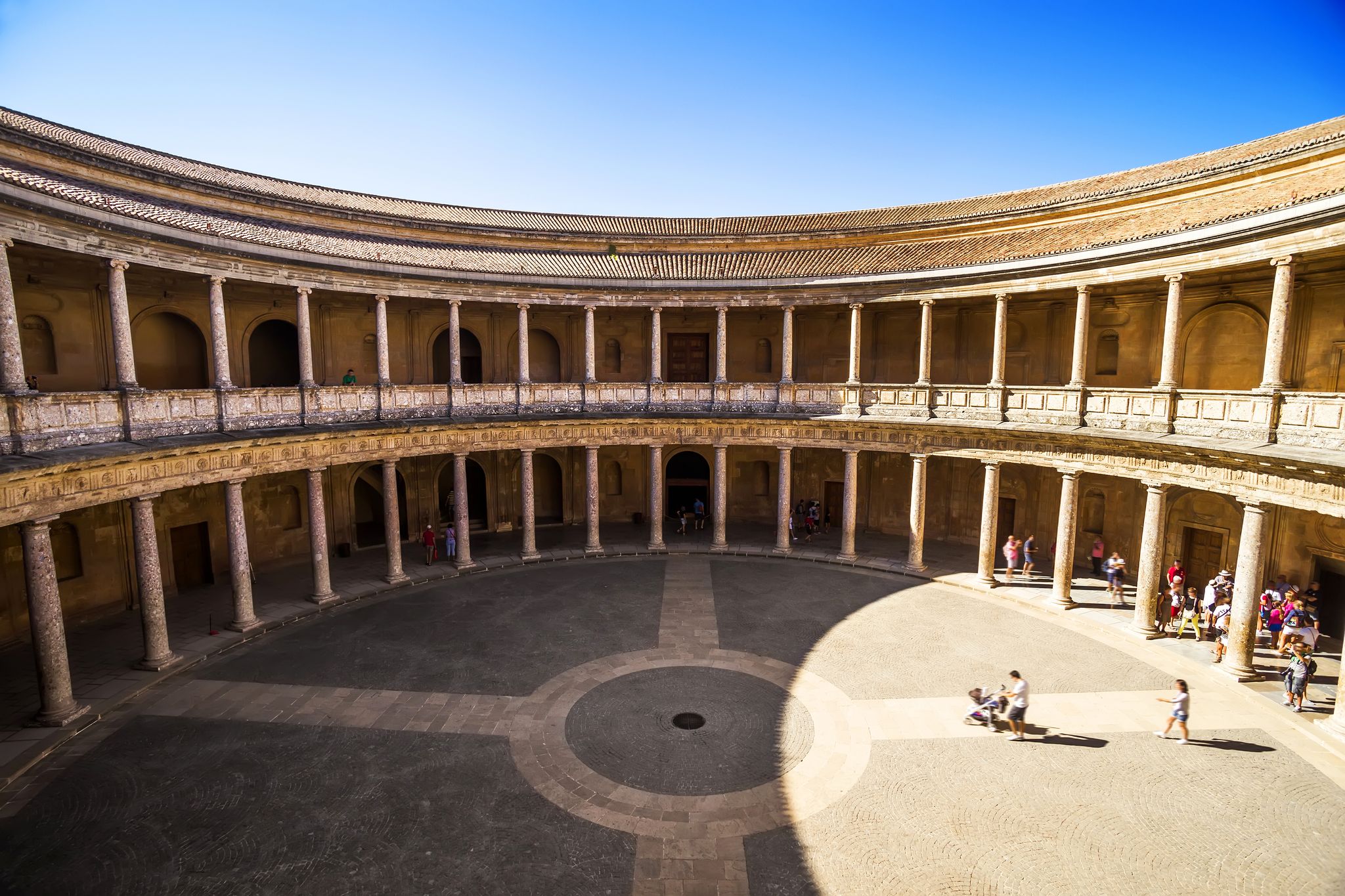 Photo of Courtyard in Palacio de Carlos V in La Alhambra, Granada, Spain.