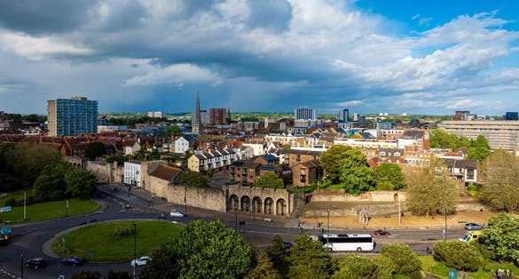 photo of view of Aerial view of Southampton is a port city in Hampshire, England, UK
