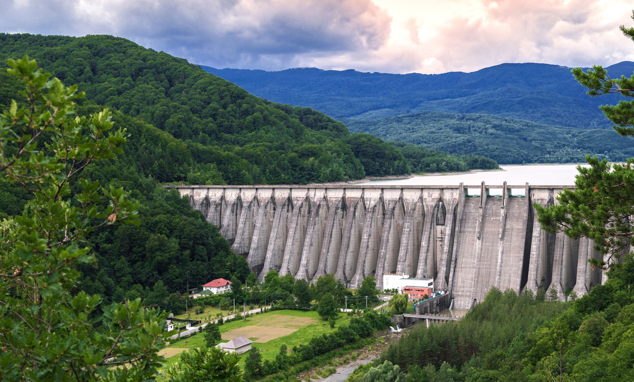 photo of view of The dam on Uz river in Bacau, Romania.