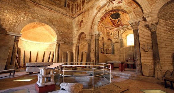 photo of inside the Baptistère Saint-Jean in Poitiers, France.