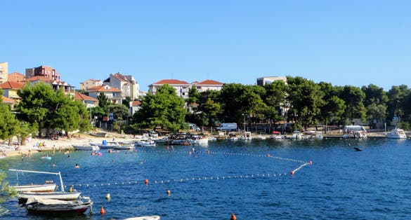 Photo of aerial view of Trogir in Croatia.