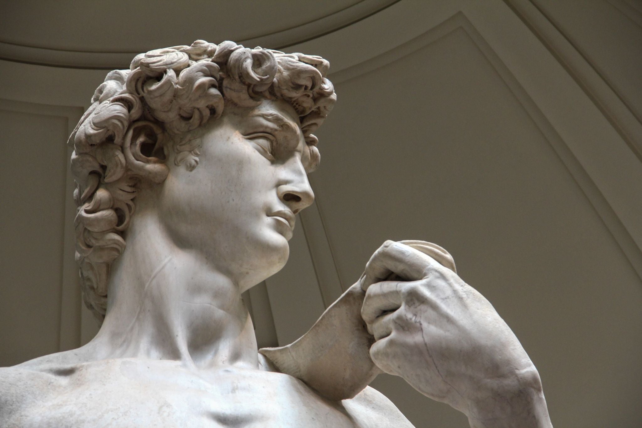 photo of Close Up of Statue of David of Michelangelo in Accademia Gallery of Florence, Galleria dell'Accademia, Italy.