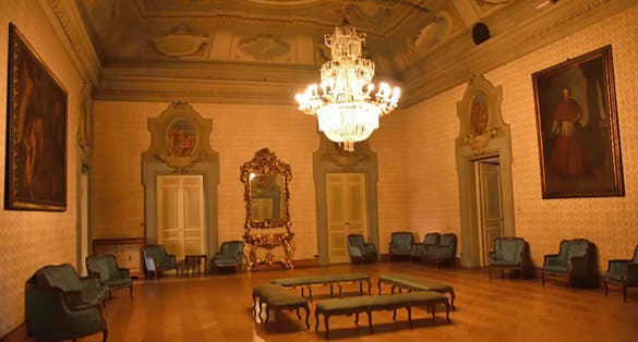 photo of view inside Palazzo Grassi, Bologna, Italy.