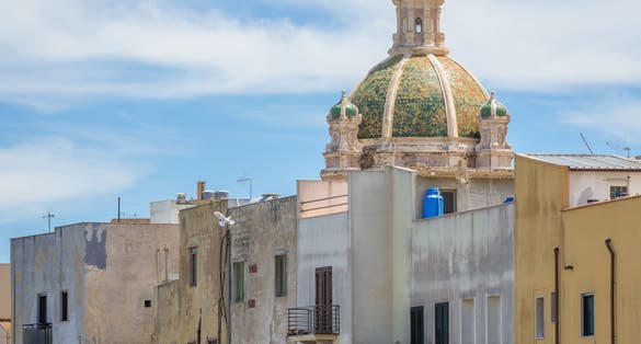 Dome of Trapani Cathedral in Trapani, Sicily Island in Italy.