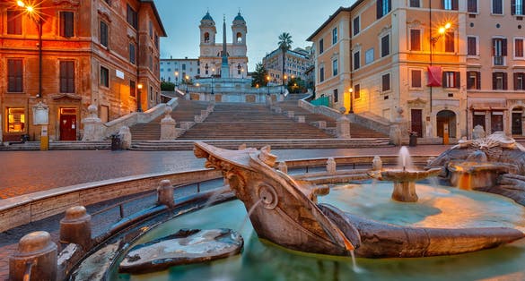 photo of Spanish Steps at morning in Rome, Italy .