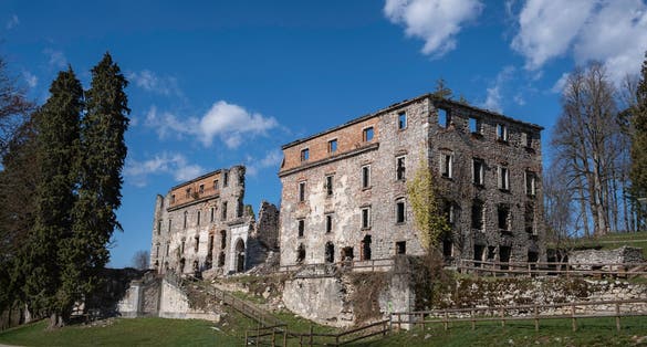 Photo of Scenic remains of Haasberg Castle near Planina, Slovenia.