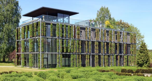 photo of Vilnius ,Lithuania - May 28, 2017: The ecological green house with use of modern bio technologies in the territory of the botanical garden of the vilnius university.