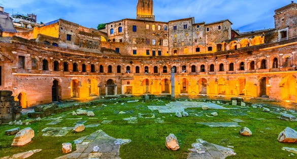 photo of Panoramic view on Trajan's Market, Rome, Italy,Europe, a part of the imperial forum .