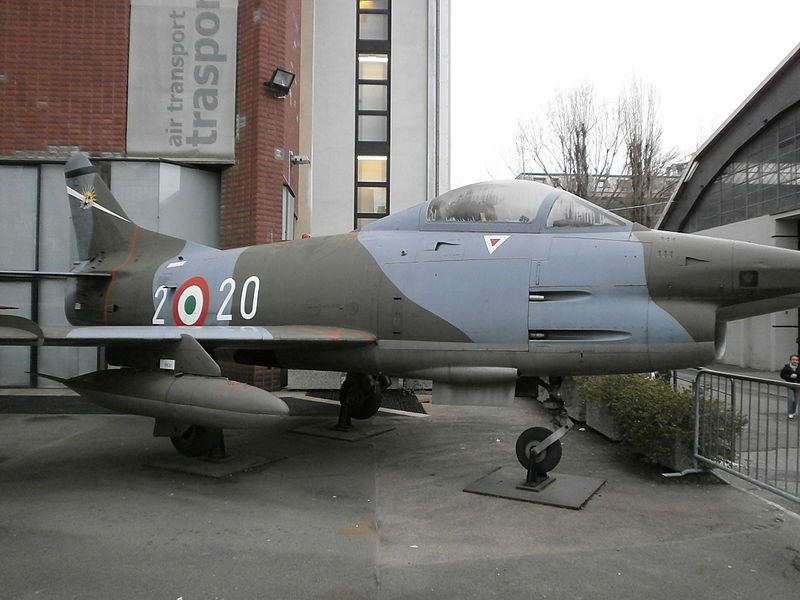 photo of view ofFiat G-91R Fighter aircraft, Milan, Italy.
