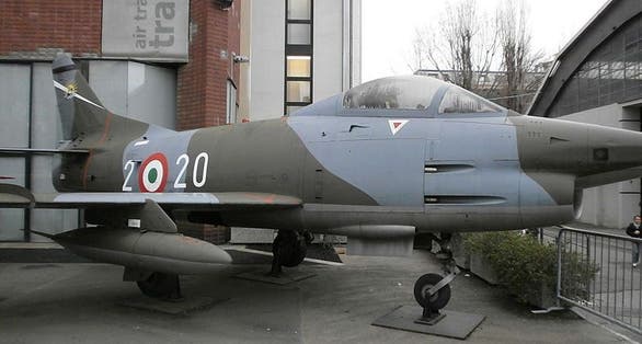 photo of view ofFiat G-91R Fighter aircraft, Milan, Italy.