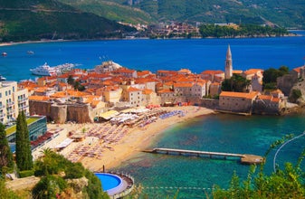 Sew view to the Old Town od Budva in Montenegro