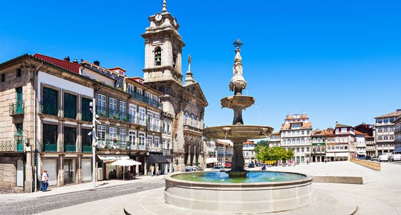 Toural Square (Largo do Toural) is one of the most central and important squares in Guimaraes, Portugal