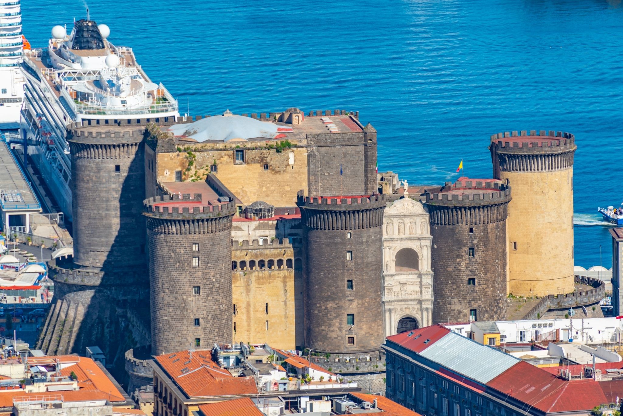 photo of Aerial view of Castel Nuovo in Naples, Italy.