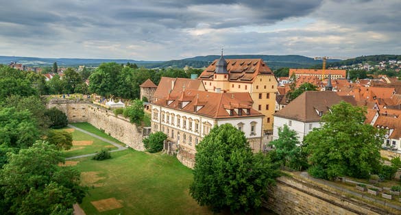 Photo of Aerial view of Forchheim old fortress town in Bavaria near Nuremberg Germany.