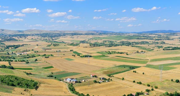 Macedonian landscape seen from the Zebrnjak monument near Kumanovo, Macedonia.