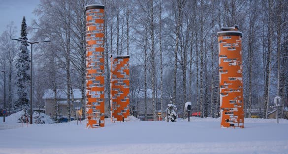 Photo of Beautiful winter roads, streetscapes with lots of snow in the small town of Varkaus, Finland.