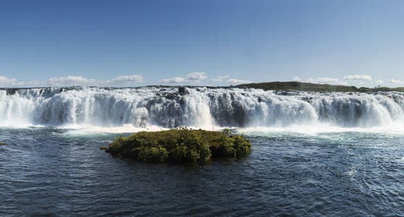 photo of Panorama of Iceland's Skograektarrertor - Faxi Waterfall .