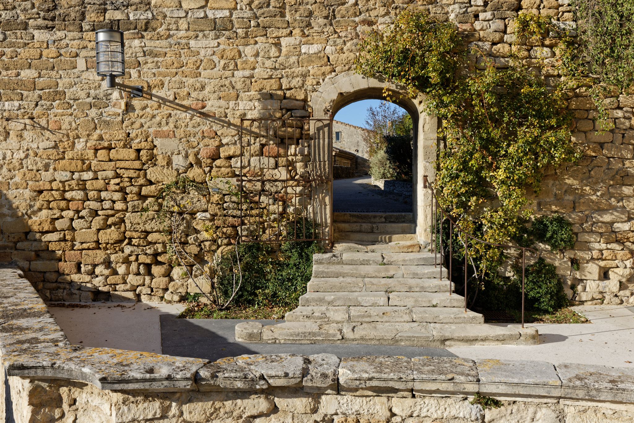 Stone staircase going up to the Countess de Sevigne's castle, Grignan, Provence