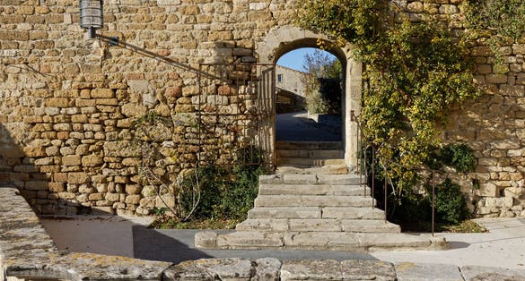 Stone staircase going up to the Countess de Sevigne's castle, Grignan, Provence