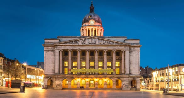Photo of Nottingham Council House front shot at Twilight.
